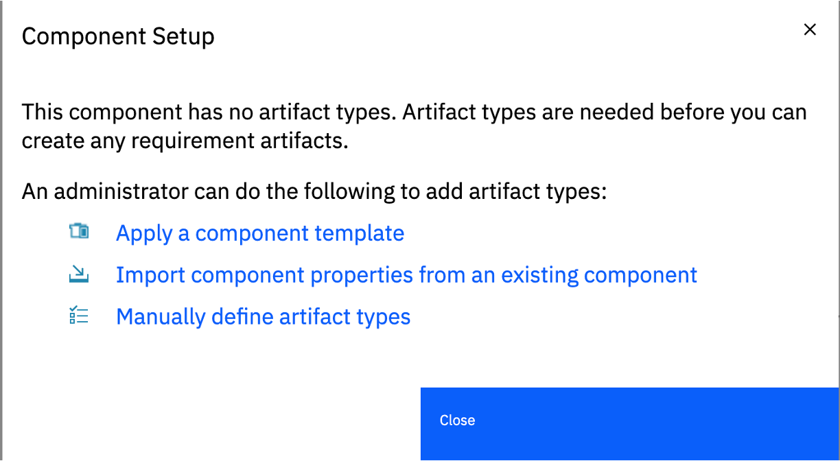 Component setup window